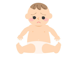驚いた不機嫌な表情の赤ちゃんのイラスト