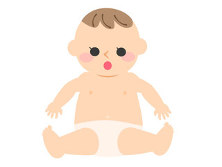 驚いた表情の赤ちゃんのイラスト