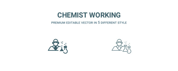 chemist working icon. Filled and line chemist working icon from people collection. Outline vector isolated on white background. Editable chemist working symbol