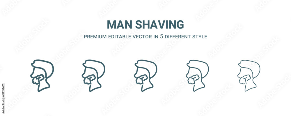 Canvas Prints man shaving icon in 5 different style. thin, light, regular, bold, black man shaving icon isolated o