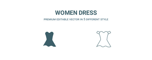 women dress icon. Filled and line women dress icon from people collection. Outline vector isolated on white background. Editable women dress symbol