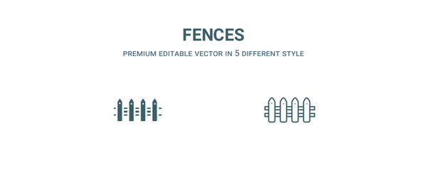 fences icon. Filled and line fences icon from nature collection. Outline vector isolated on white background. Editable fences symbol