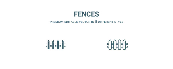Obraz premium fences icon. Filled and line fences icon from nature collection. Outline vector isolated on white background. Editable fences symbol