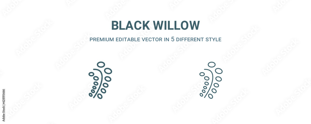 Sticker black willow icon. filled and line black willow icon from nature collection. outline vector isolated