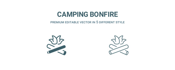 camping bonfire icon. Filled and line camping bonfire icon from nature collection. Outline vector isolated on white background. Editable camping bonfire symbol
