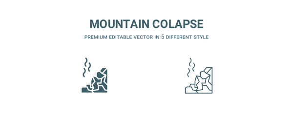 mountain colapse icon. Filled and line mountain colapse icon from nature collection. Outline vector isolated on white background. Editable mountain colapse symbol