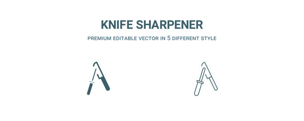 knife sharpener icon. Filled and line knife sharpener icon from kitchen collection. Outline vector isolated on white background. Editable knife sharpener symbol
