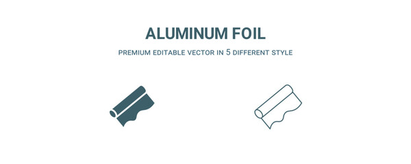 aluminum foil icon. Filled and line aluminum foil icon from kitchen collection. Outline vector isolated on white background. Editable aluminum foil symbol