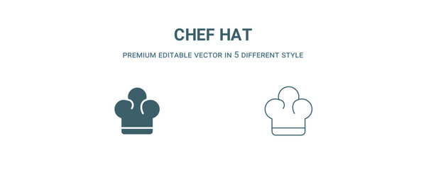 Fototapeta premium chef hat icon. Filled and line chef hat icon from kitchen collection. Outline vector isolated on white background. Editable chef hat symbol