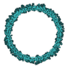 turquoise maple leaf wreath circle frame with shadow element design