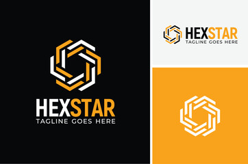 Hexagon Star Link Futuristic Modern Tech Woven Weave Matte Ribbon Logo design