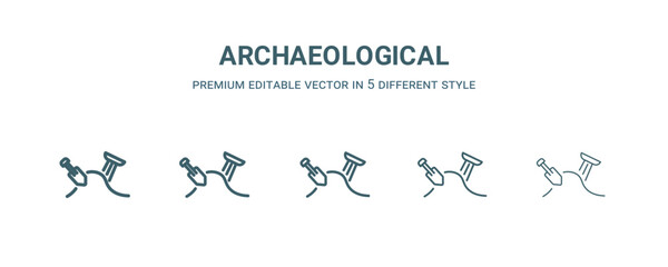 Obraz premium archaeological icon in 5 different style. Thin, light, regular, bold, black archaeological icon isolated on white background. Editable vector