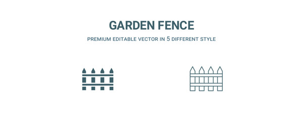 Fototapeta na wymiar garden fence icon. Thin line garden fence icon from construction collection. Outline vector isolated on white background. Editable garden fence symbol can be used web and mobile