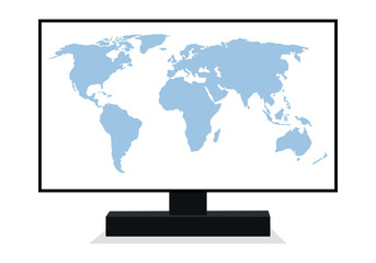 world map on monitor. vector illustration 