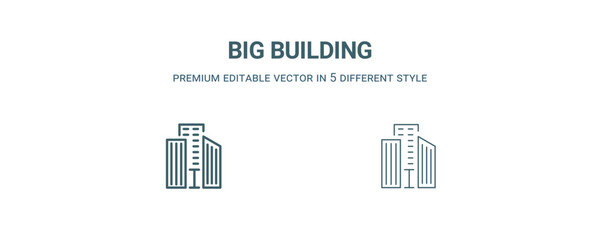 big building icon. Thin line big building icon from construction collection. Outline vector isolated on white background. Editable big building symbol can be used web and mobile