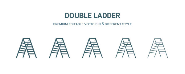 Fototapeta na wymiar double ladder icon in 5 different style.Thin, light, regular, bold, black double ladder icon isolated on white background. Editable vector