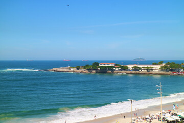 Stunning Aerial View of Copacabana Beach in Rio de Janeiro, Brazil, South America