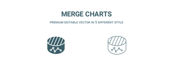 merge charts icon. Filled and line merge charts icon from business and analytics collection. Outline vector isolated on white background. Editable merge charts symbol