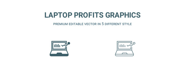 laptop profits graphics icon. Filled and line laptop profits graphics icon from business and analytics collection. Outline vector isolated on white background. Editable laptop profits graphics symbol