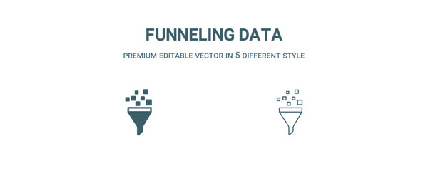 funneling data icon. Filled and line funneling data icon from business and analytics collection. Outline vector isolated on white background. Editable funneling data symbol