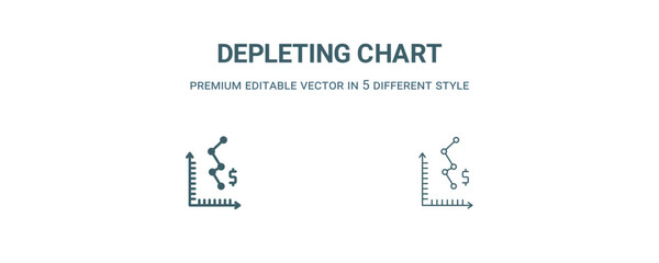depleting chart icon. Filled and line depleting chart icon from business and analytics collection. Outline vector isolated on white background. Editable depleting chart symbol