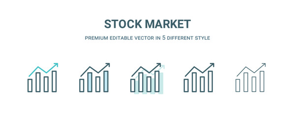 Fototapeta premium stock market icon in 5 different style. Outline, filled, two color, thin stock market icon isolated on white background. Editable vector can be used web and mobile