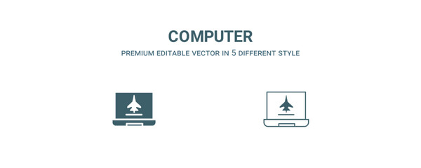 Obraz premium computer icon. Filled and line computer icon from military and war and collection. Outline vector isolated on white background. Editable computer symbol