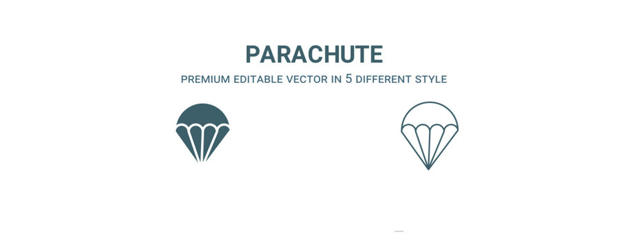 parachute icon. Filled and line parachute icon from military and war and  collection. Outline vector isolated on white background. Editable parachute symbol