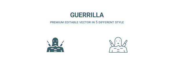 guerrilla icon. Filled and line guerrilla icon from military and war and  collection. Outline vector isolated on white background. Editable guerrilla symbol