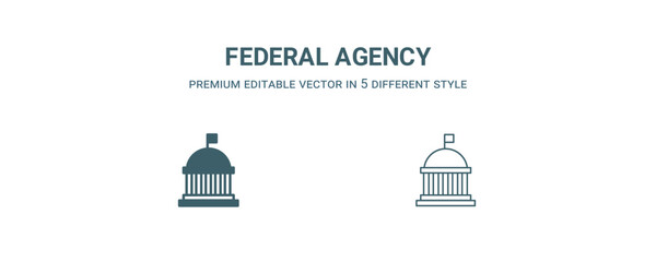 federal agency icon. Filled and line federal agency icon from military and war and  collection. Outline vector isolated on white background. Editable federal agency symbol - obrazy, fototapety, plakaty