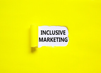 Inclusive marketing symbol. Concept words Inclusive marketing on beautiful white paper. Beautiful yellow background. Business inclusive marketing concept. Copy space.