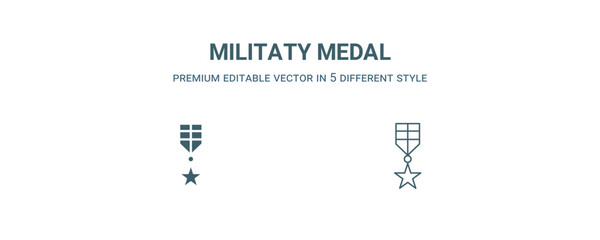 militaty medal icon. Filled and line militaty medal icon from military and war and  collection. Outline vector isolated on white background. Editable militaty medal symbol