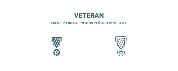 veteran icon. Filled and line veteran icon from military and war and  collection. Outline vector isolated on white background. Editable veteran symbol