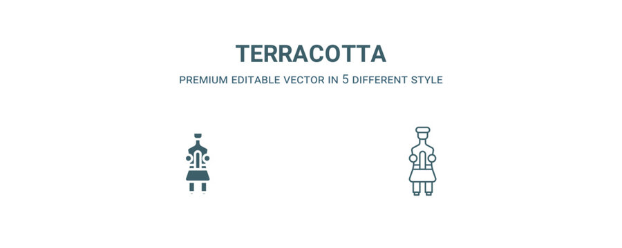 terracotta icon. Filled and line terracotta icon from military and war and  collection. Outline vector isolated on white background. Editable terracotta symbol