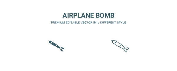 airplane bomb icon. Filled and line airplane bomb icon from military and war and  collection. Outline vector isolated on white background. Editable airplane bomb symbol