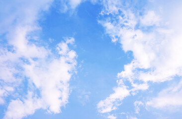 Beautiful White Clouds Floating on Bright Blue Sky	