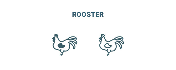 rooster icon. Line and filled rooster icon from agriculture and farm collection. Outline vector isolated on white background. Editable rooster symbol