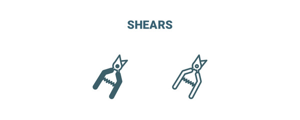 shears icon. Line and filled shears icon from agriculture and farm collection. Outline vector isolated on white background. Editable shears symbol