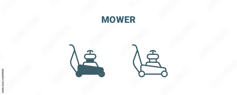 Sticker mower icon. line and filled mower icon from agriculture and farm collection. outline vector isolated