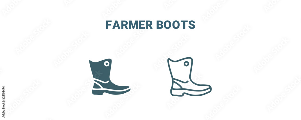 Sticker farmer boots icon. Line and filled farmer boots icon from agriculture and farm collection. Outline vector isolated on white background. Editable farmer boots symbol