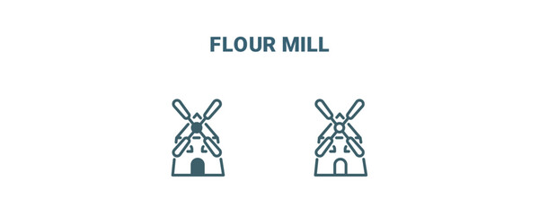 flour mill icon. Line and filled flour mill icon from agriculture and farm collection. Outline vector isolated on white background. Editable flour mill symbol