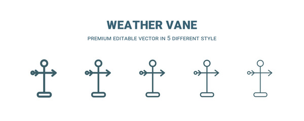 weather vane icon in 5 different style. Thin, light, regular, bold, black weather vane icon isolated on white background.