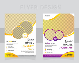 Modern travel flyer design template. Vacation travel brochure flyer design template. Summer brochure template. 