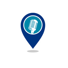 Podcast Location Logo Design Vector