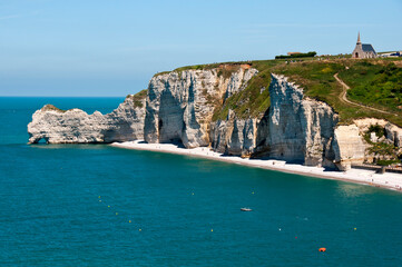 Beach and cliffs at Étretat Seine Maritime, Normandy, France