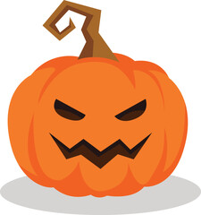 Halloween pumpkin with happy face. Vector cartoon Illustration.