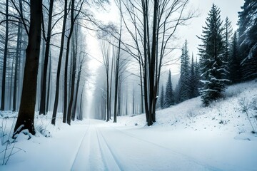 snow covered trees.generated Ai technology