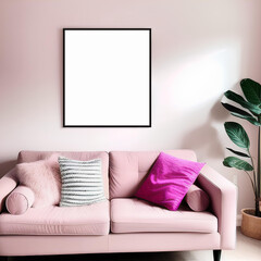 Room interior with template for a picture. Mockup. AI