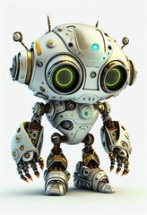 Character design of little cute robot on isolated background Created with Generative AI technology.