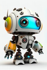 Character design of little cute robot on isolated background Created with Generative AI technology.